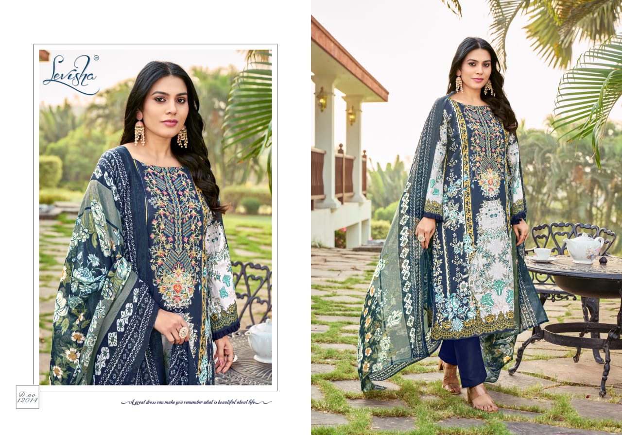 Levisha Naira Nx Vo-12 Premium Pakistani-Style Cotton Dress Material. - Image 2