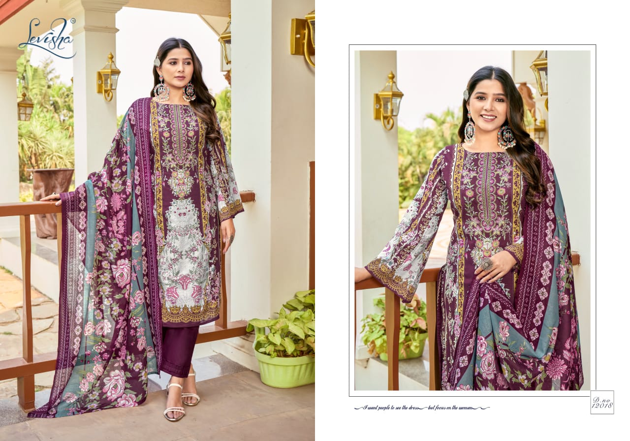 Levisha Naira Nx Vo-12 Premium Pakistani-Style Cotton Dress Material. - Image 5