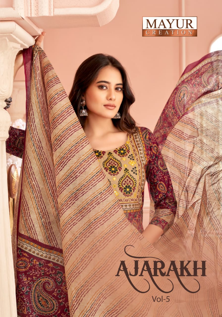 Mayur Ajarakh Vol 5 Cotton Wholesale Readymade Salwar Suit Catalog