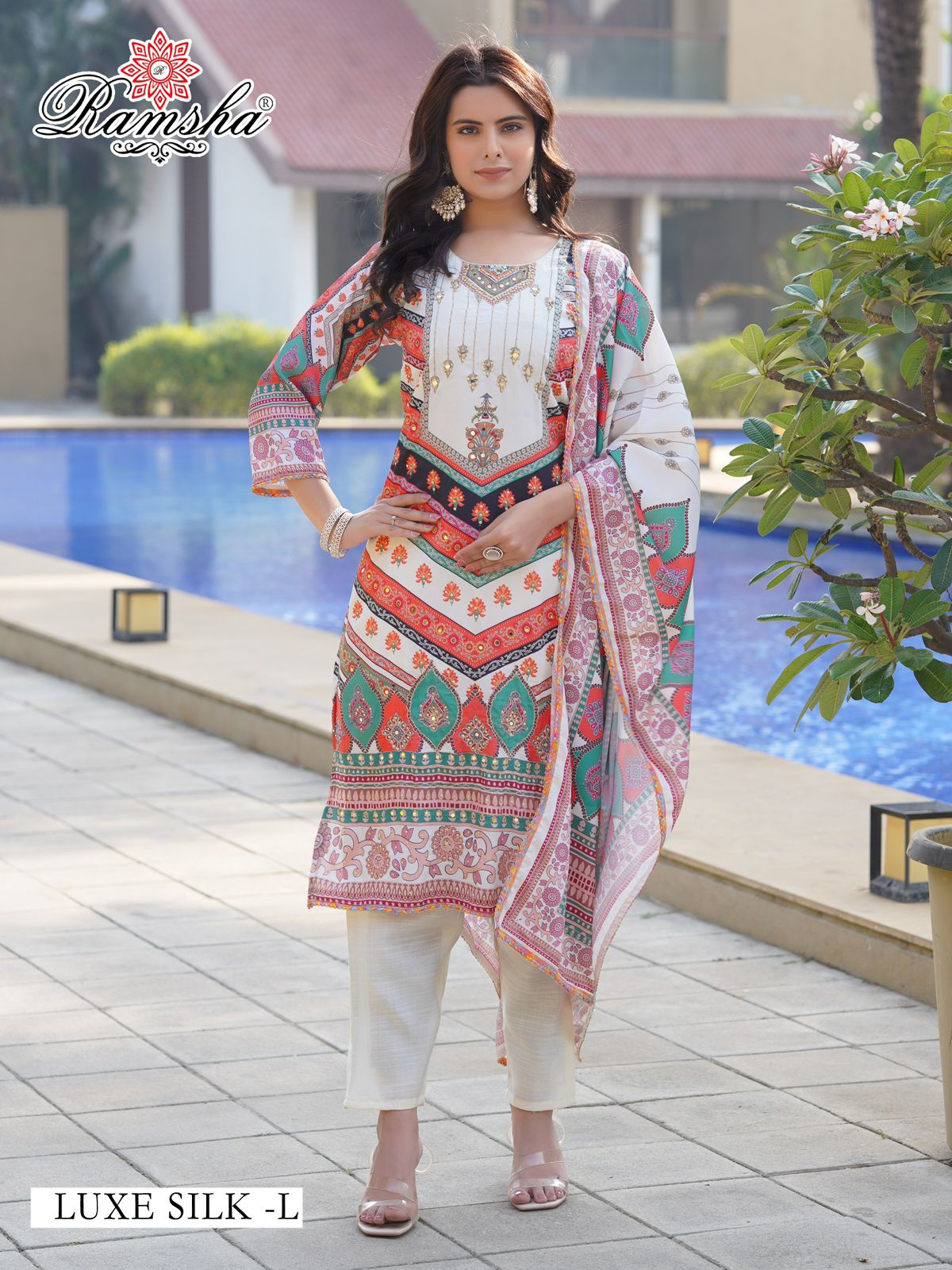 Ramsha Luxe Silk K & L Wholesale Readymade Pakistani Salwar Suits. - Image 2