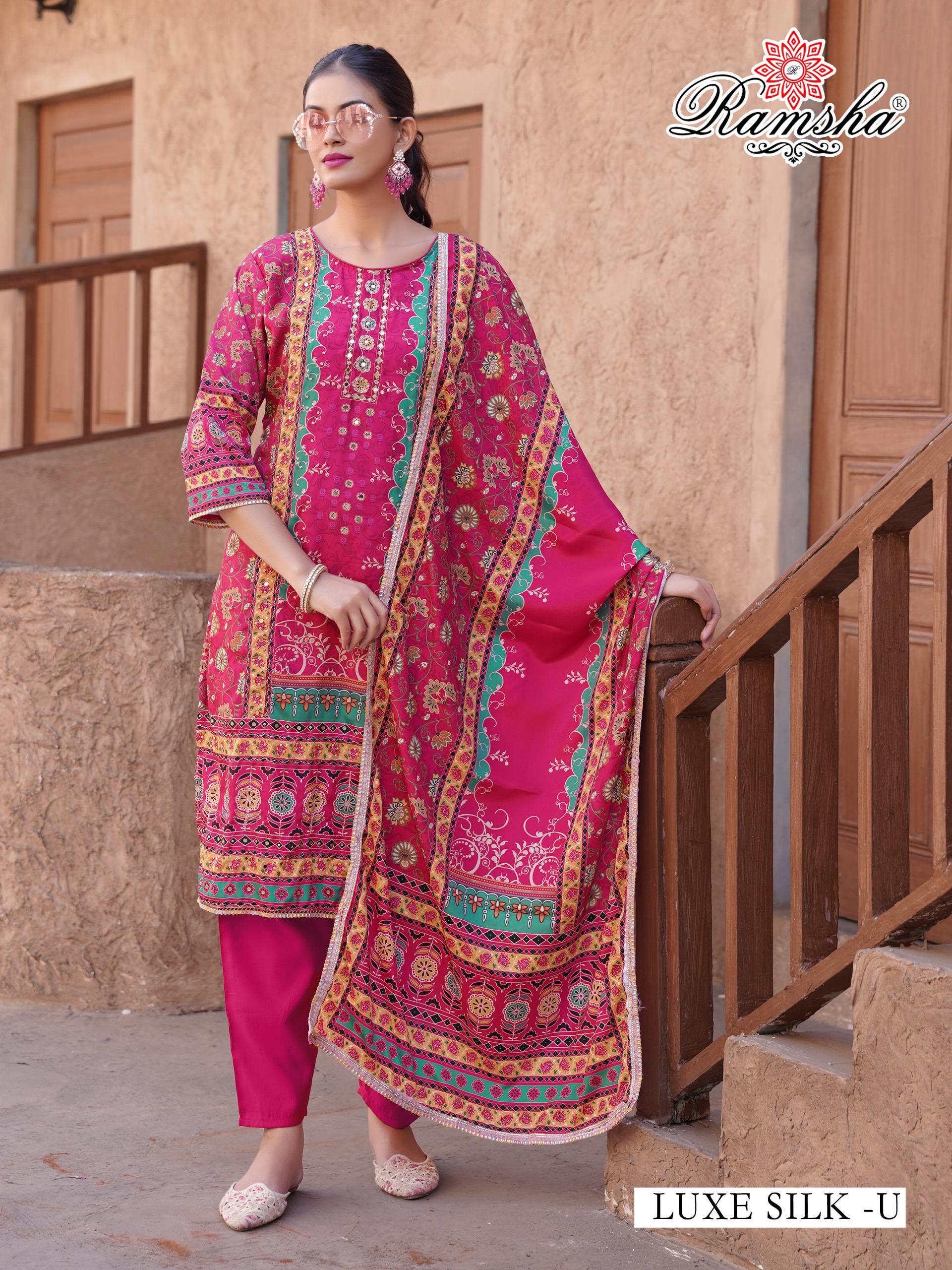 Ramsha Luxe Silk U & V Wholesale Readymade Pakistani Salwar Suits. - Image 2