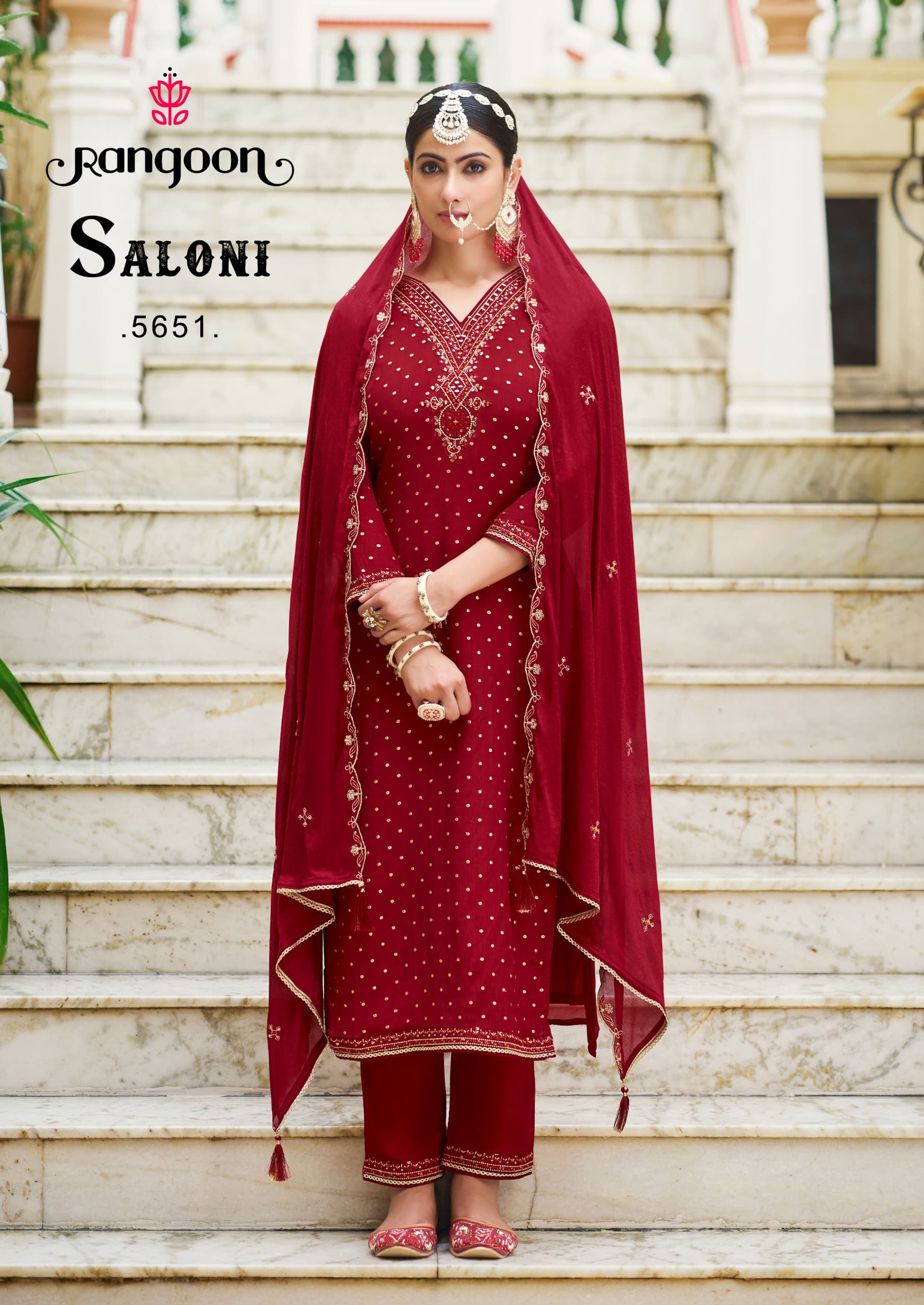 Rangoon Saloni Premium Chinon Designer Salwar Suit Wholesale Catalog