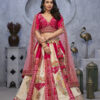 The Red and White Raw Silk Masterpiece Lehenga