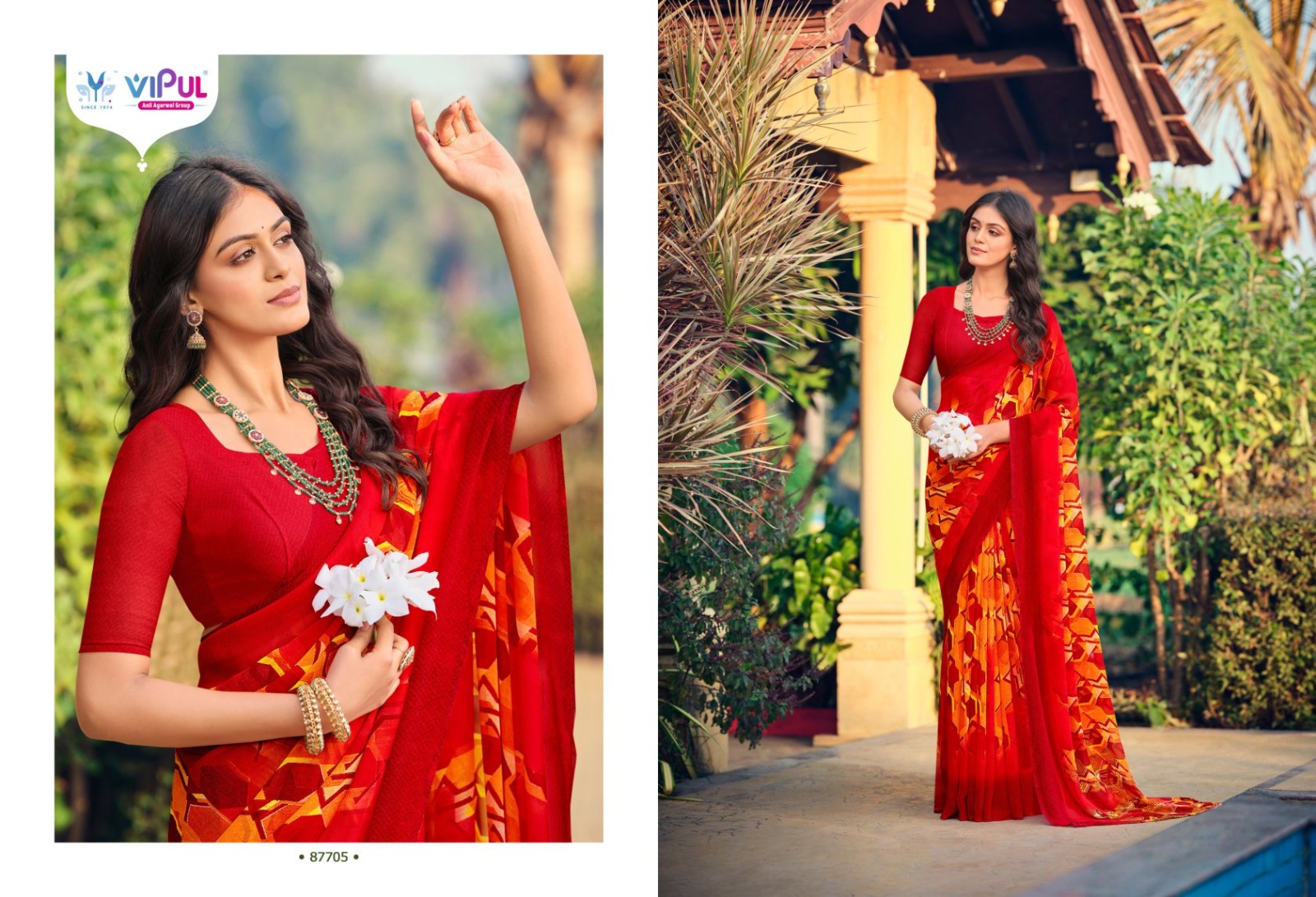 Vipul Simran Wholesale Georgette Sarees Catalog - Image 5