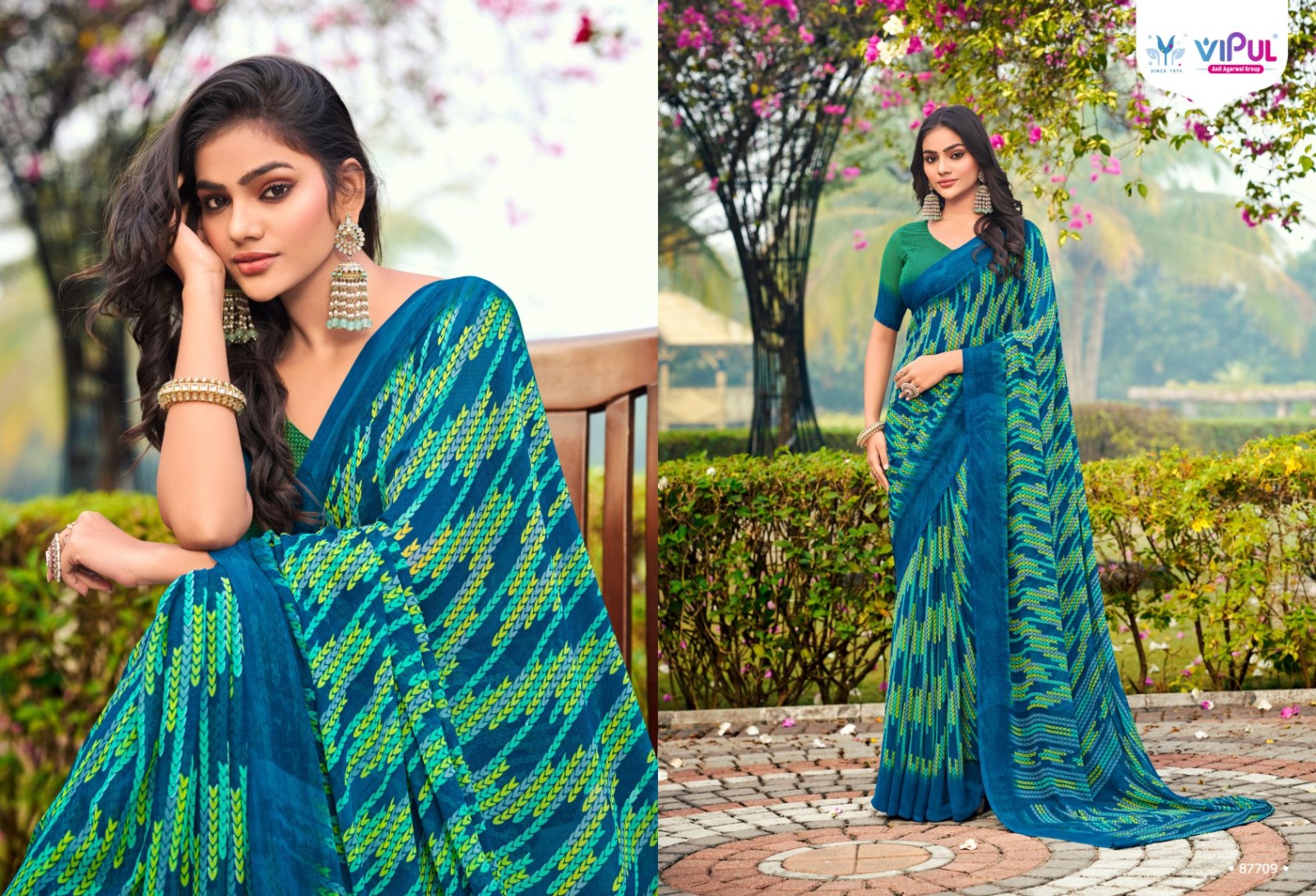 Vipul Simran Wholesale Georgette Sarees Catalog - Image 6