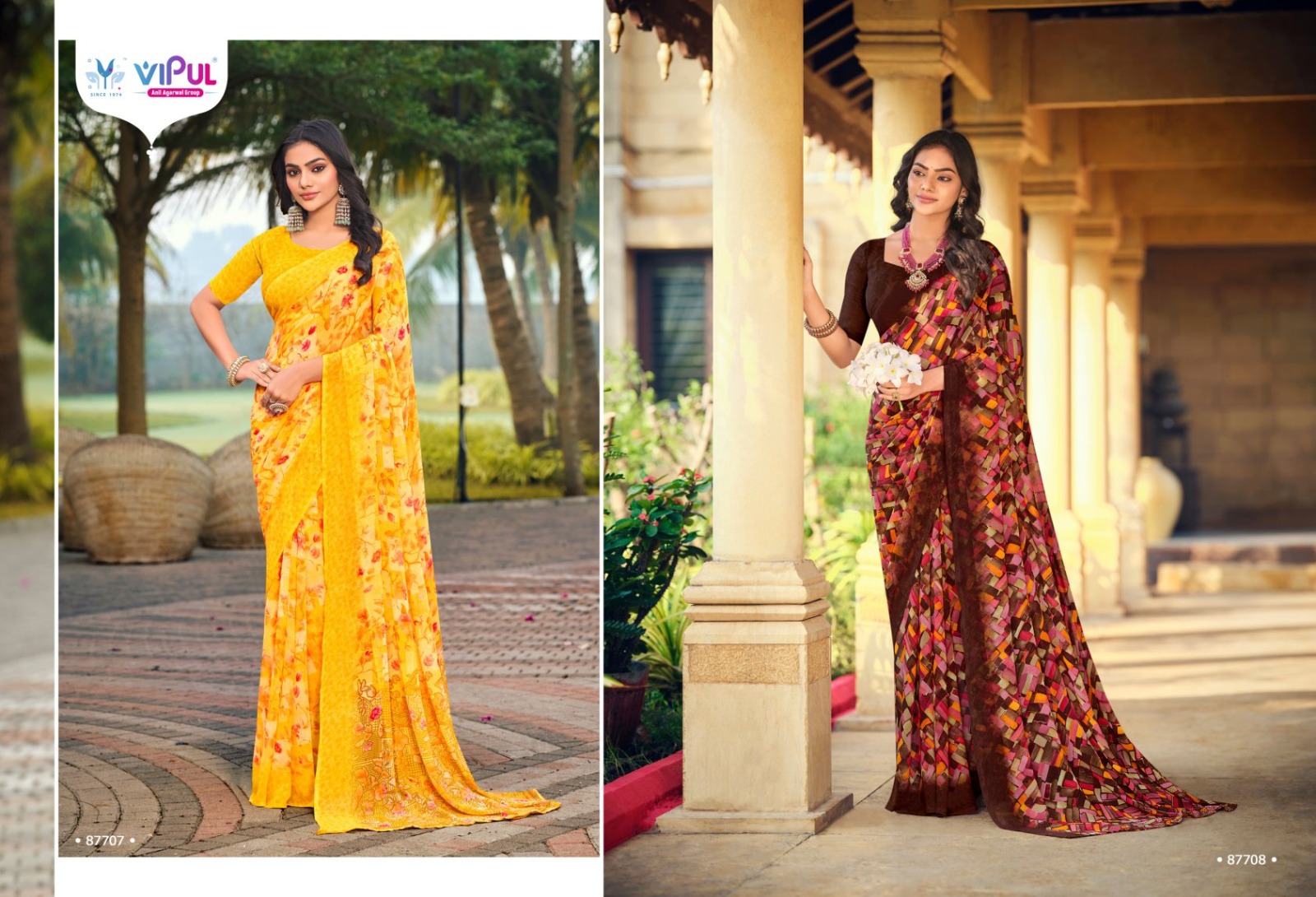 Vipul Simran Wholesale Georgette Sarees Catalog - Image 8