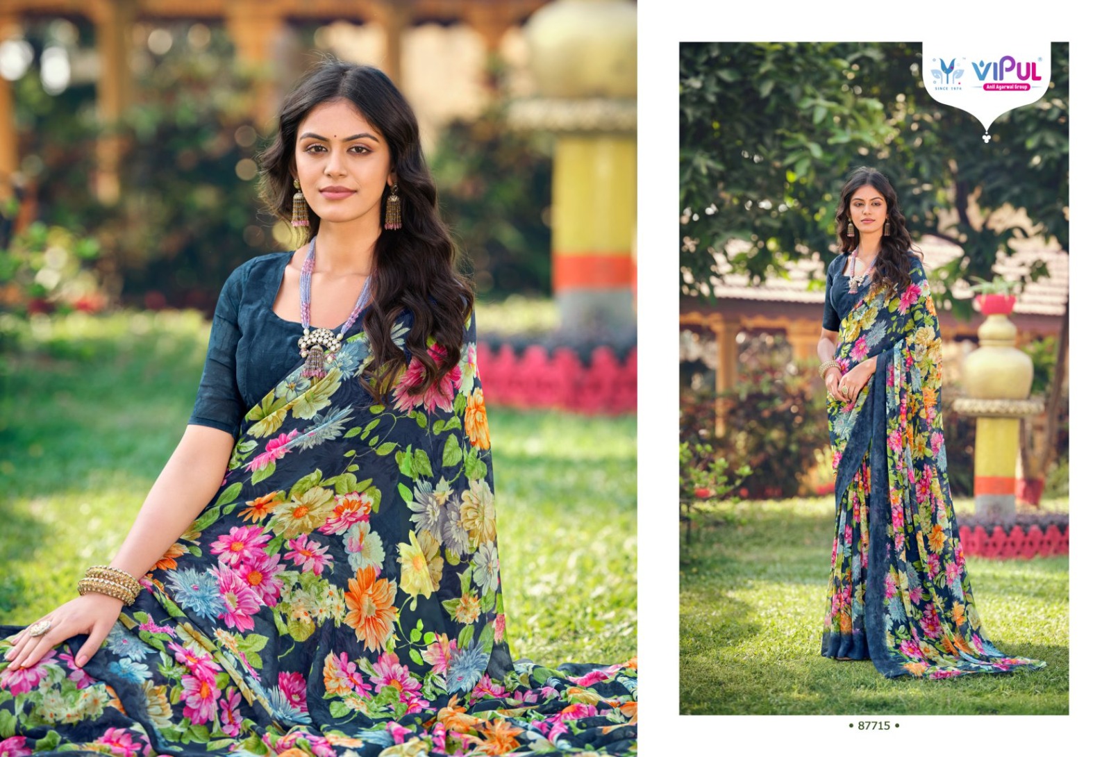 Vipul Simran Wholesale Georgette Sarees Catalog - Image 10