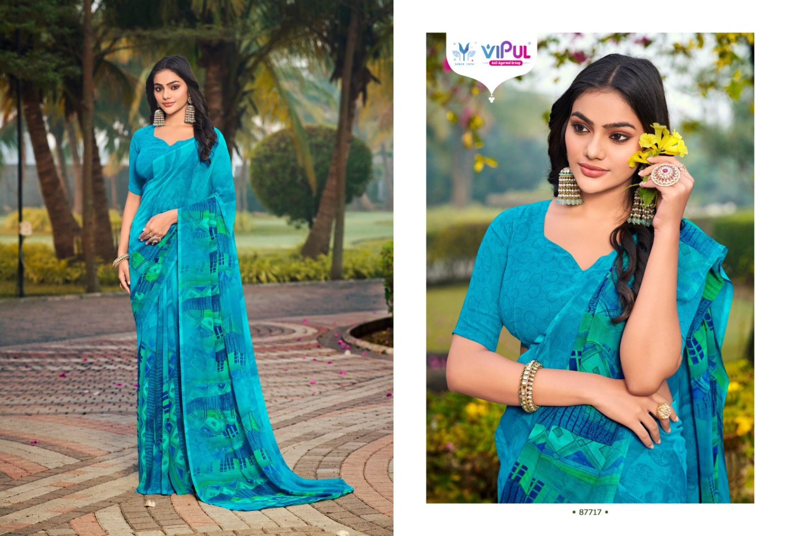 Vipul Simran Wholesale Georgette Sarees Catalog - Image 3