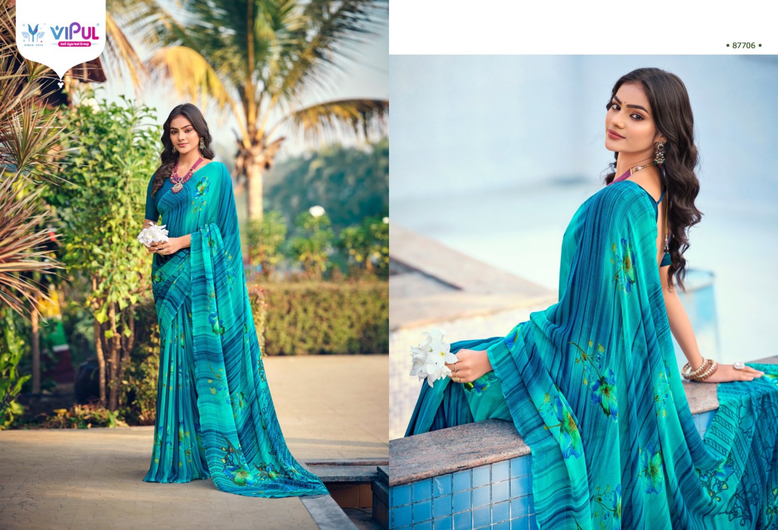 Vipul Simran Wholesale Georgette Sarees Catalog - Image 4