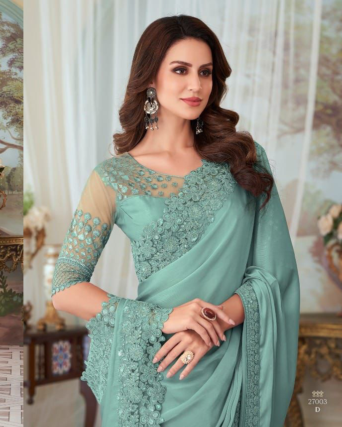 Tfh Silver Screen Hit Design Glorius Silk Wholesale Designer Sarees Catalog