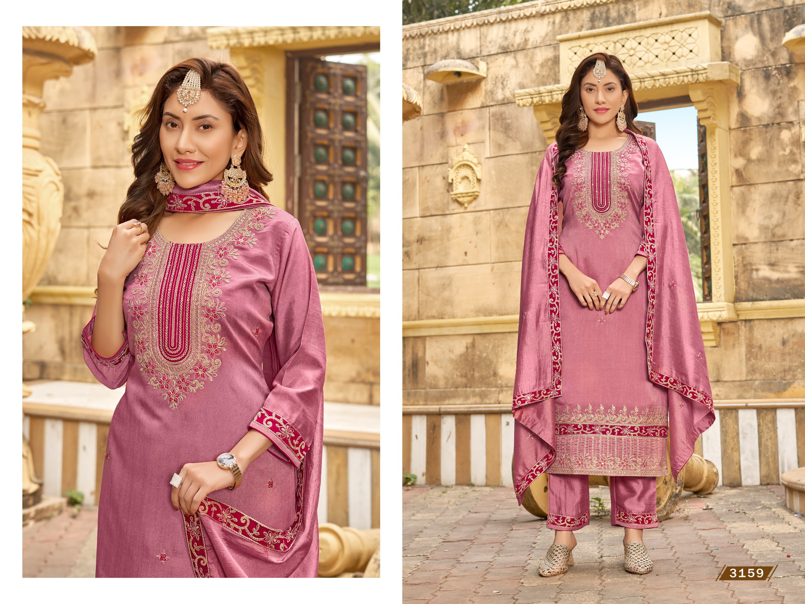 Ladies Flavour 3158 To 3160 Vichitra Wholesale Readymade Salwar Suit Catalog - Image 2