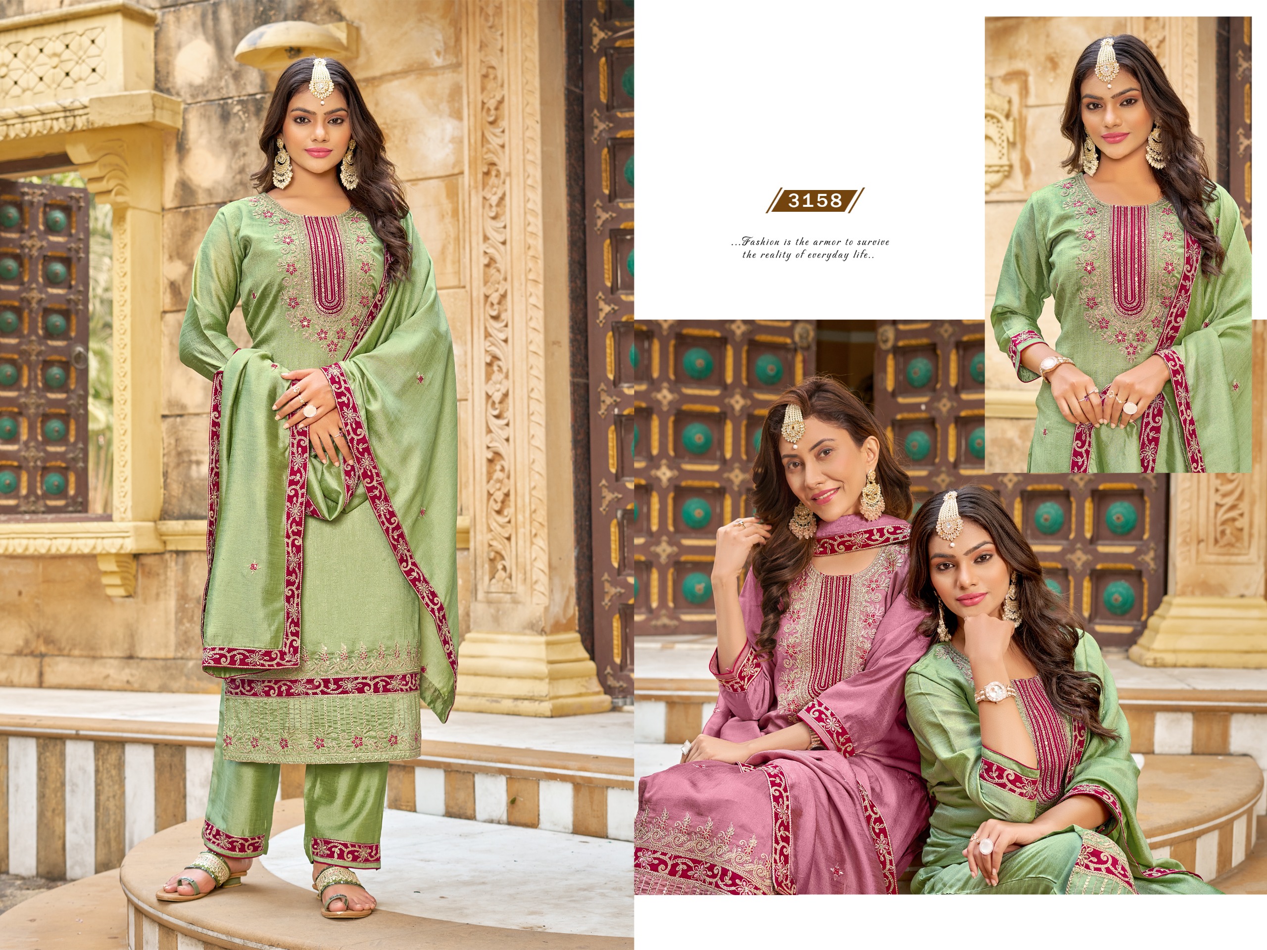 Ladies Flavour 3158 To 3160 Vichitra Wholesale Readymade Salwar Suit Catalog - Image 3