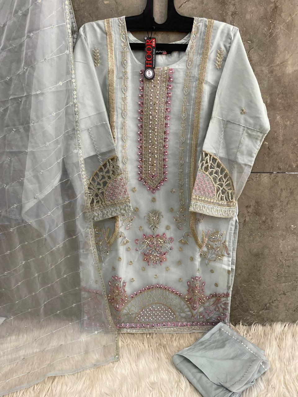 Hoor Tex Hf-59,A To D Heavy Organza Wholesale Pakistani Salwar Suit Catalog - Image 8