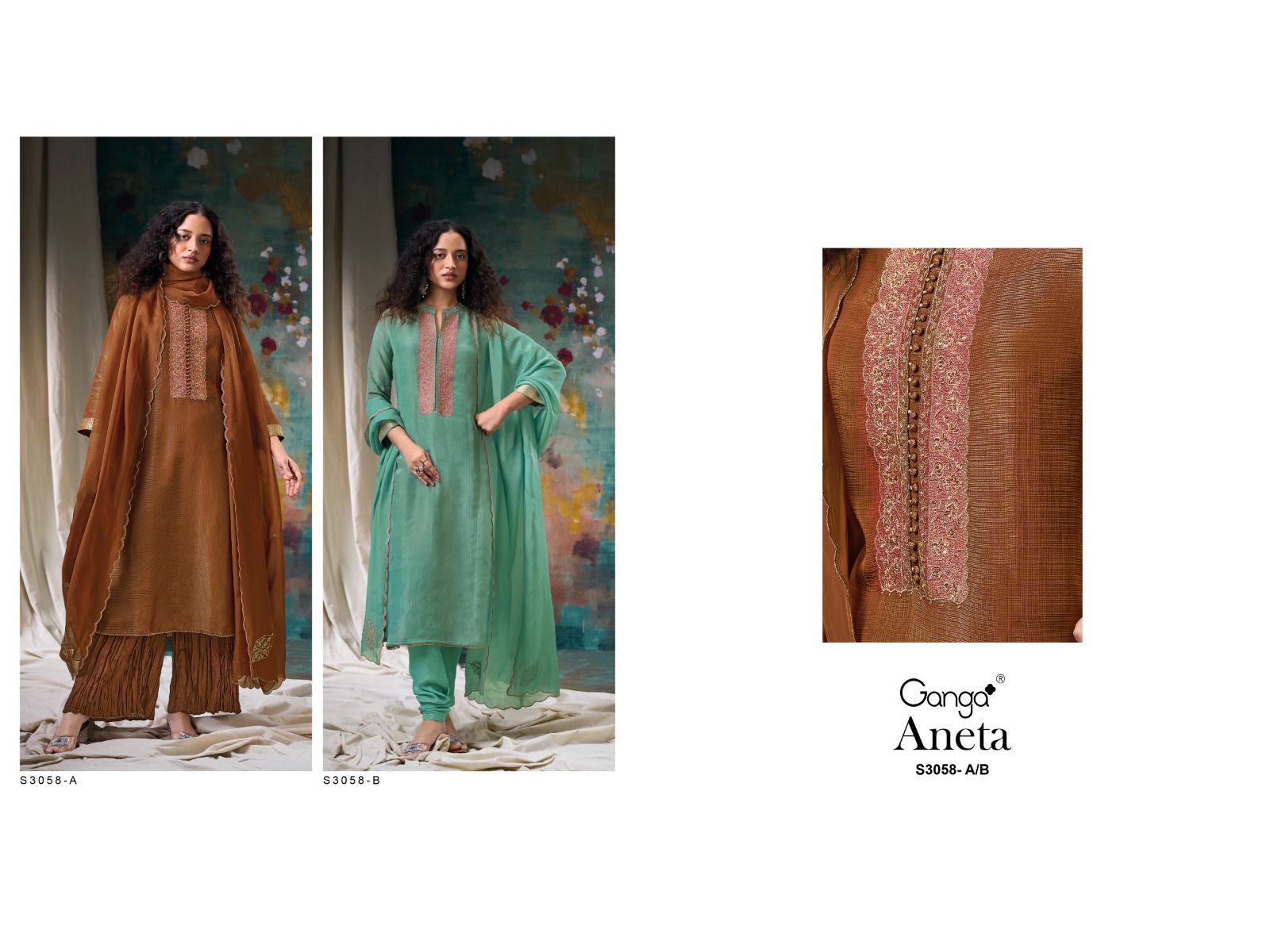 Ganga Aneta 3058 Premium Pure Bemberg Silk Wholesale Designer Salwar Suit Catalog - Image 4