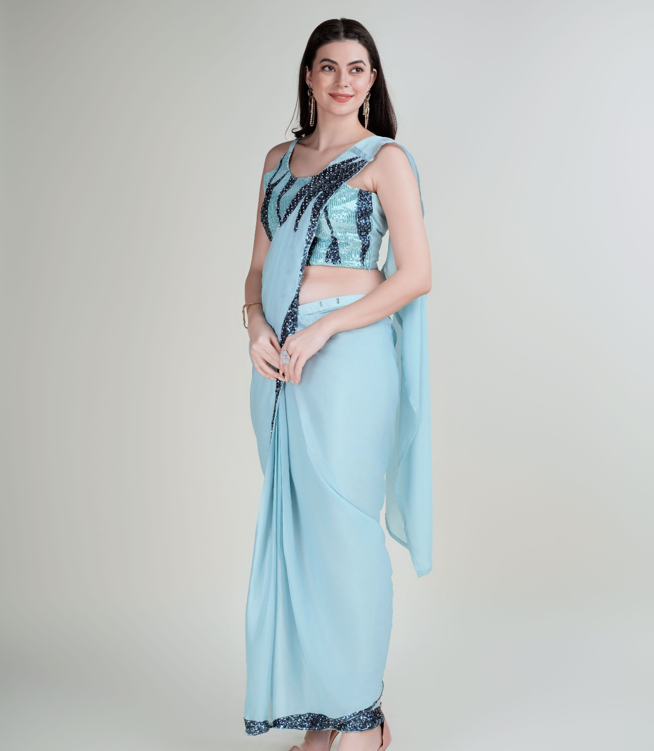 Amoha  A313 Silk Satin Wholesale Fancy Readymade Sarees Catalog