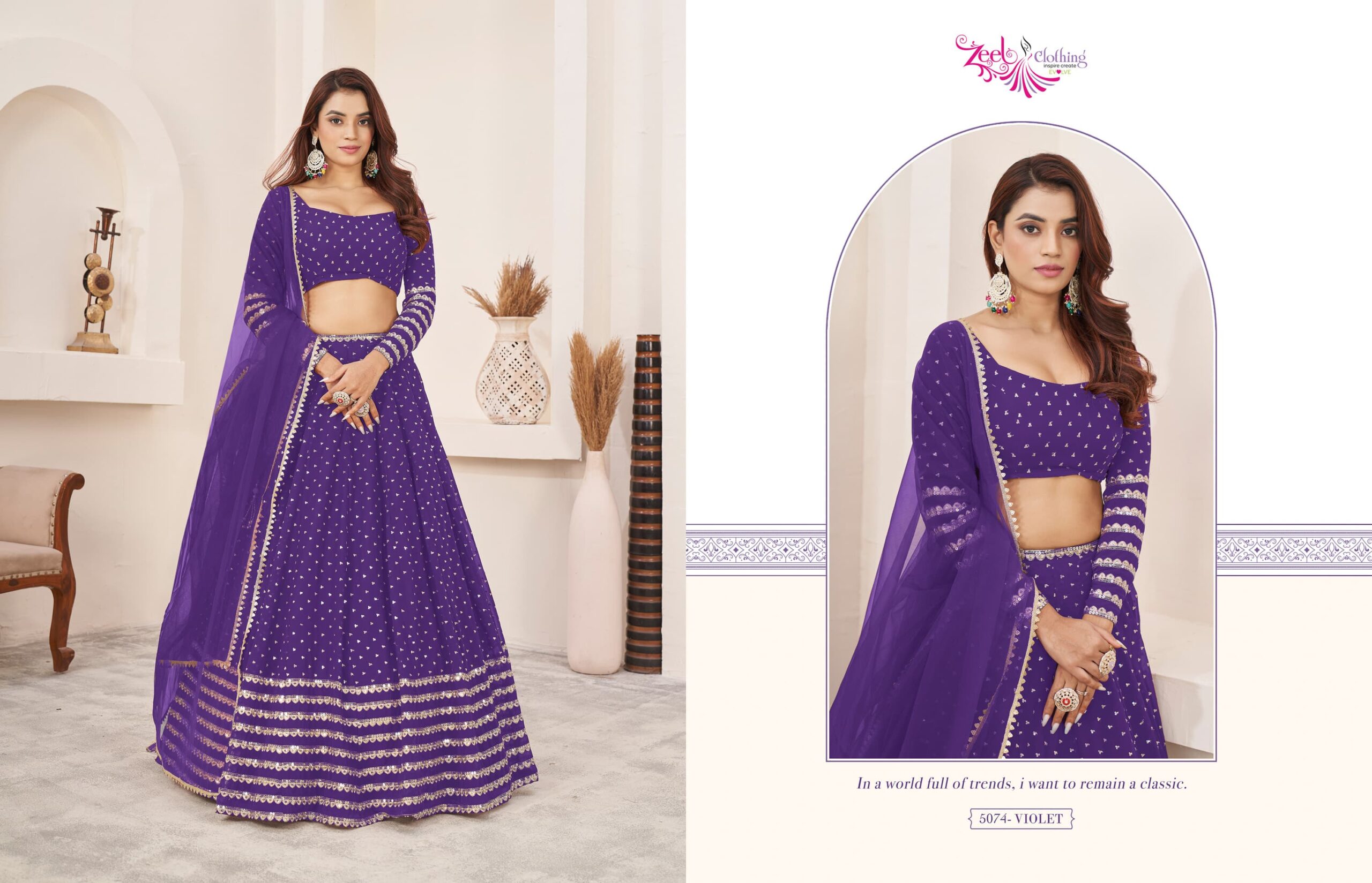 Zeel Clothing Anchal Vol 3 Georgette Wholesale Fancy Lehenga Catalog - Image 7