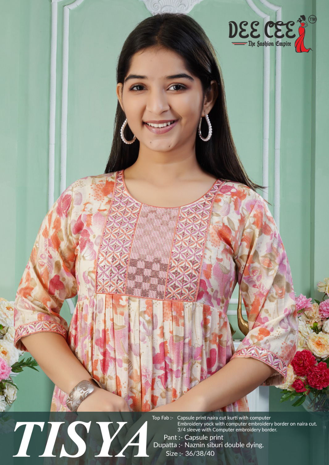 Deecee Tisya Capsule Print Wholesale Naira Cut Kurti Catalog