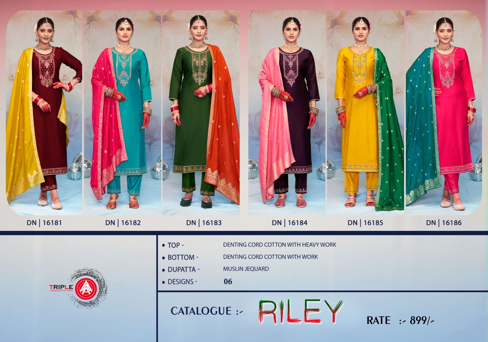 Triple A Riley Denting Cord Cotton Wholesale Designer Salwar Suit Catalog - Image 7