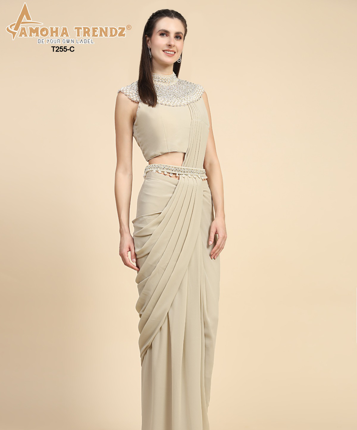 Amoha T255 Georgette Wholesale Readymade Sarees Catalog