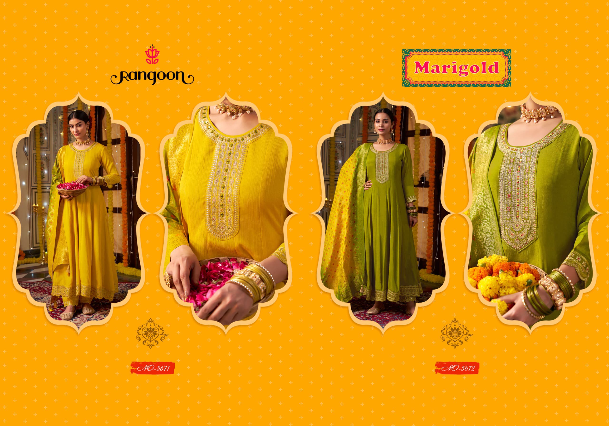 Rangoon Merigold Silk Wholesale Readymade Salwar Suit Catalog - Image 4