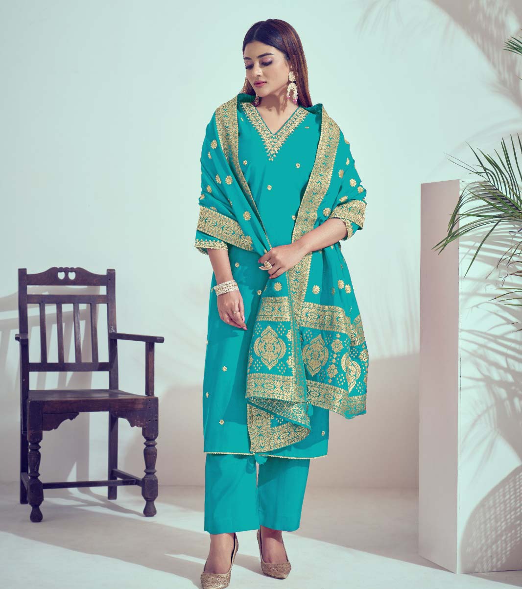 Label Khoj 9649A To 9649D Roman Silk Wholesale Readymade Salwar Suit Catalog