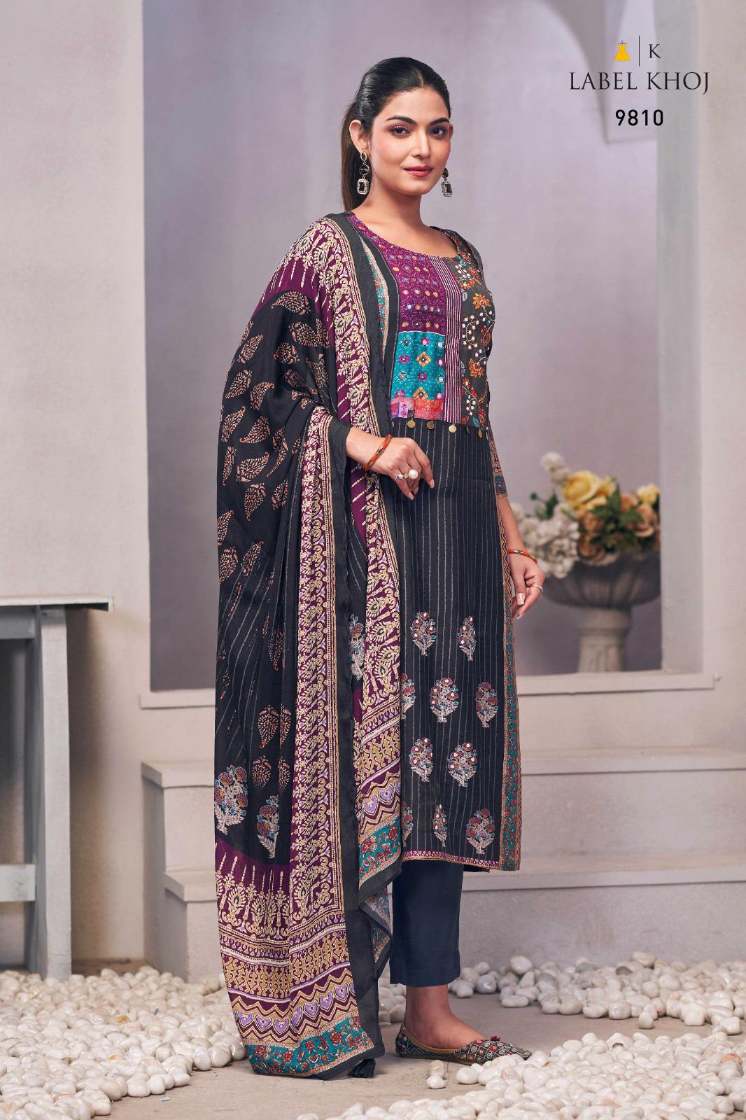 Label Khoj Ajrak Pure Maslin Silk Wholesale Readymade Salwar Suit Catalog - Image 2