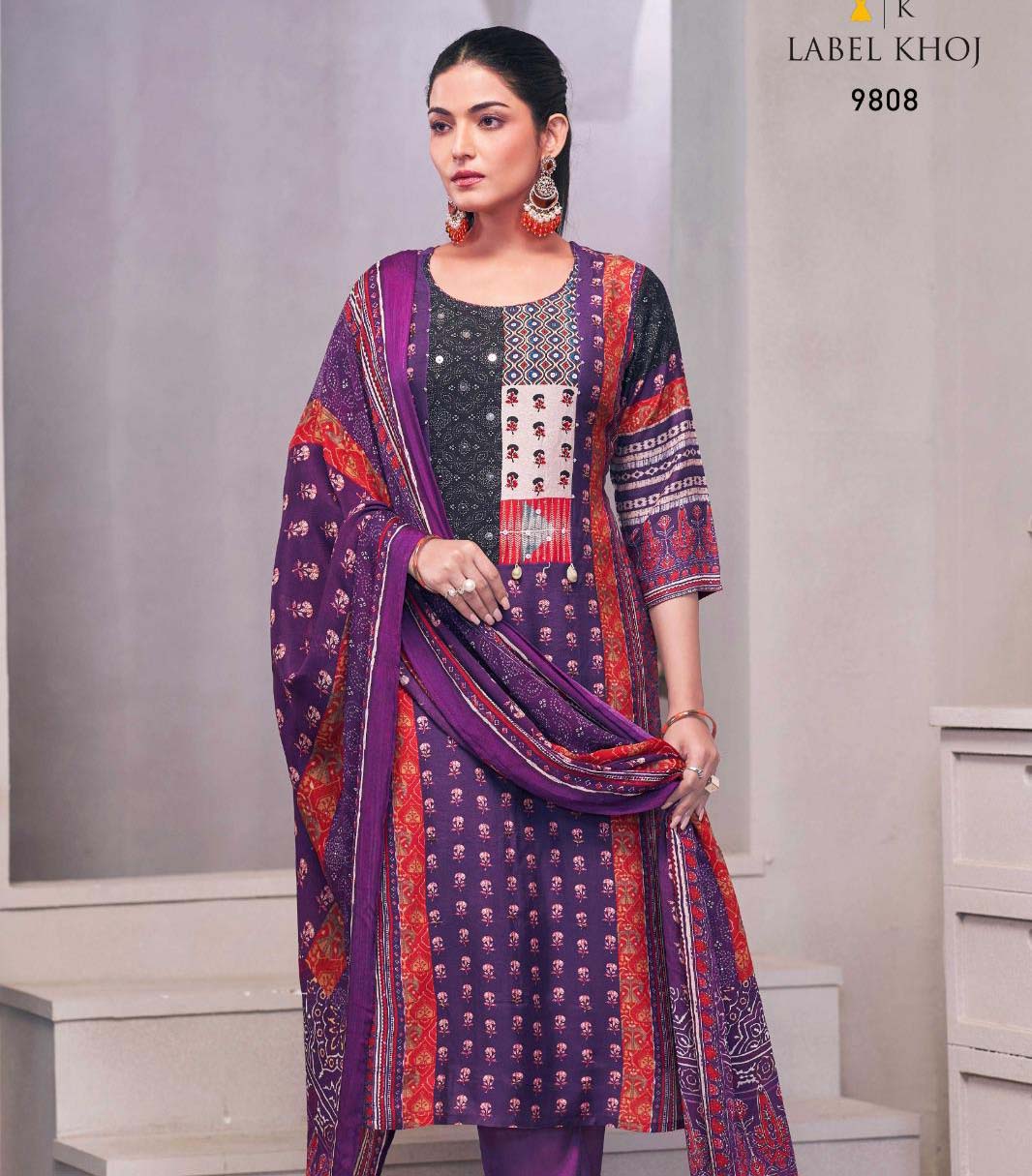 Label Khoj Ajrak Pure Maslin Silk Wholesale Readymade Salwar Suit Catalog