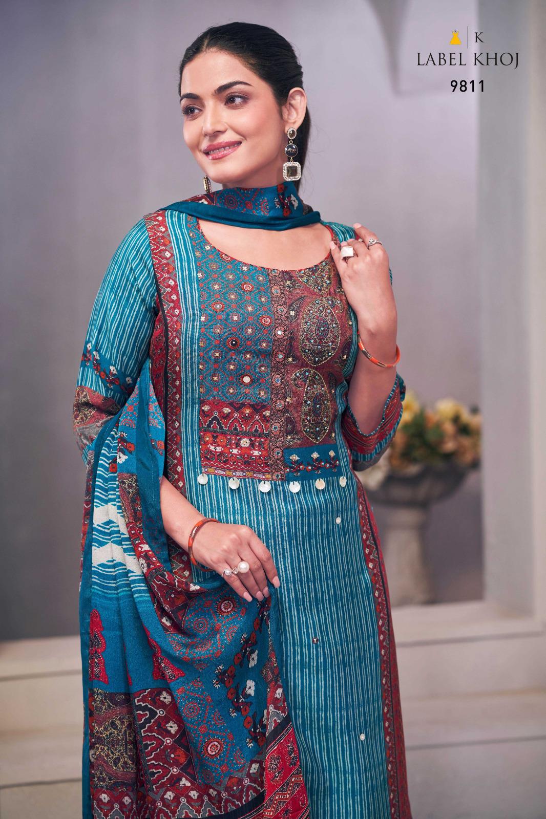 Label Khoj Ajrak Pure Maslin Silk Wholesale Readymade Salwar Suit Catalog - Image 4