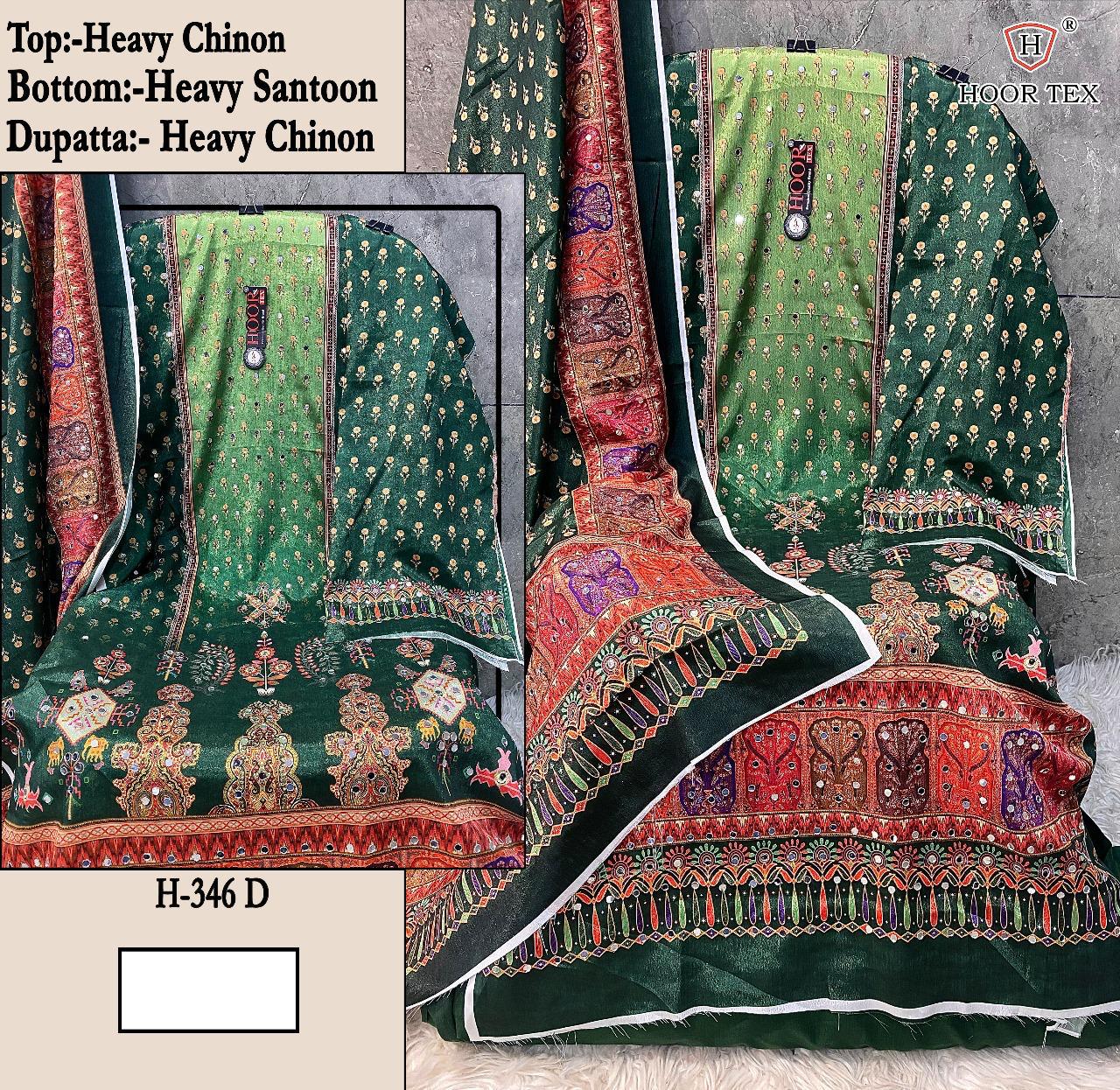 Hoor Tex H-346 A To D Heavy Chinon Pirint Wholesale Pakistani Salwar Suit Catalog - Image 4