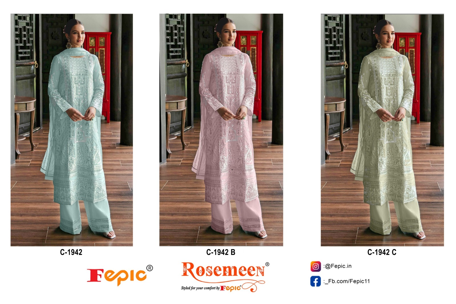 Fepic 1942 Georgette Wholesale Pakistani Salwar Suit Catalog - Image 5