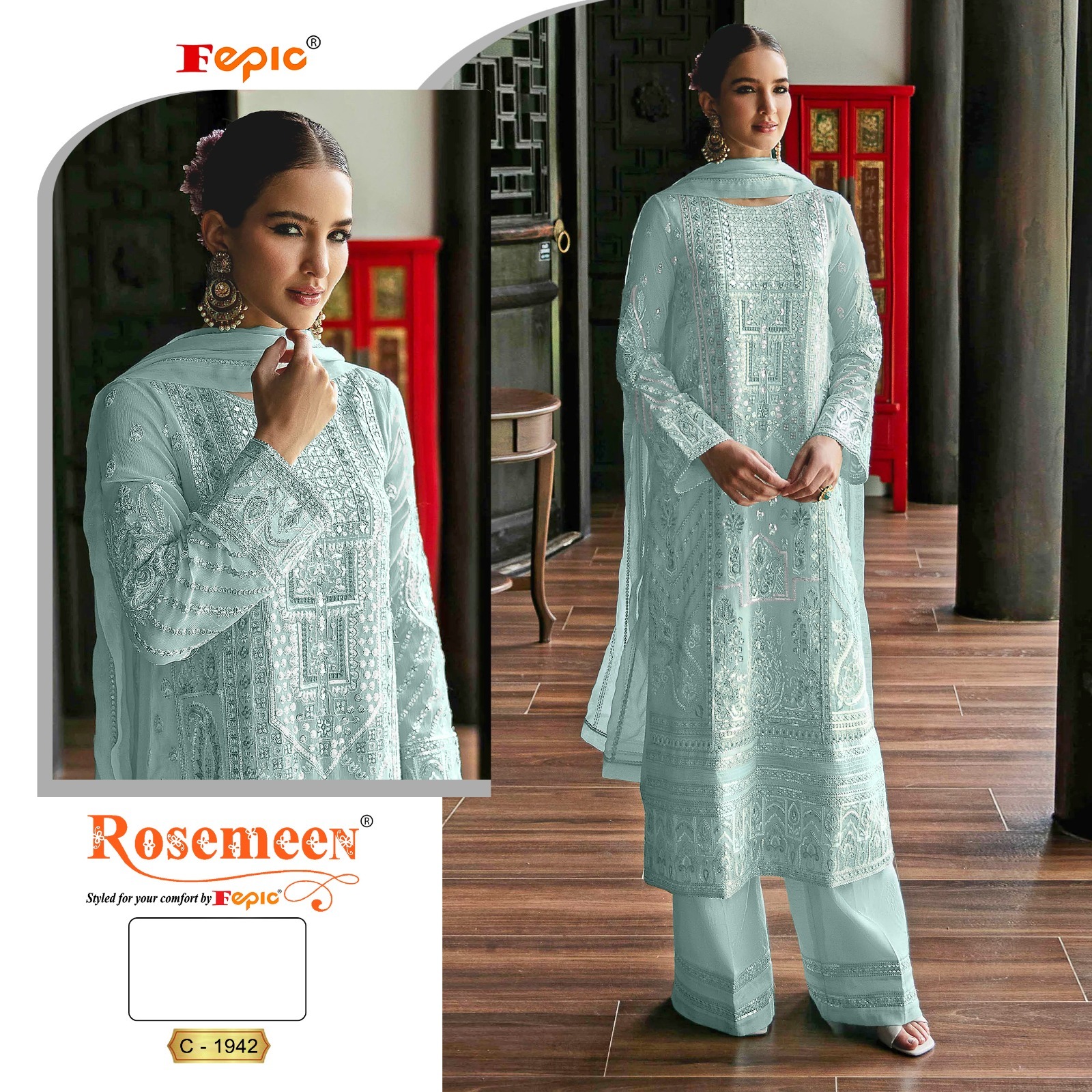 Fepic 1942 Georgette Wholesale Pakistani Salwar Suit Catalog - Image 3