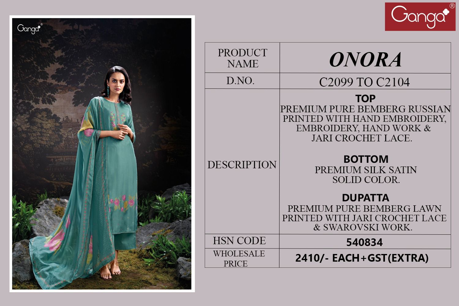 Ganga Onora Premium Pure Bemberg Russian Wholesale Fancy Salwar Suit Catalog - Image 8