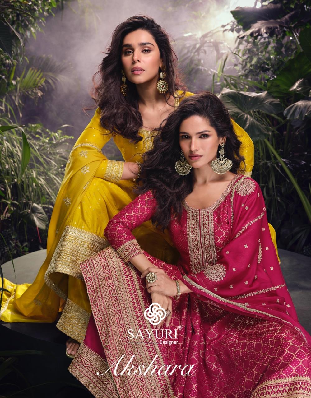 Sayuri Designer Akshara Pure Viscos Jacquard Silk Wholesale Designer Salwar Suit Catalog