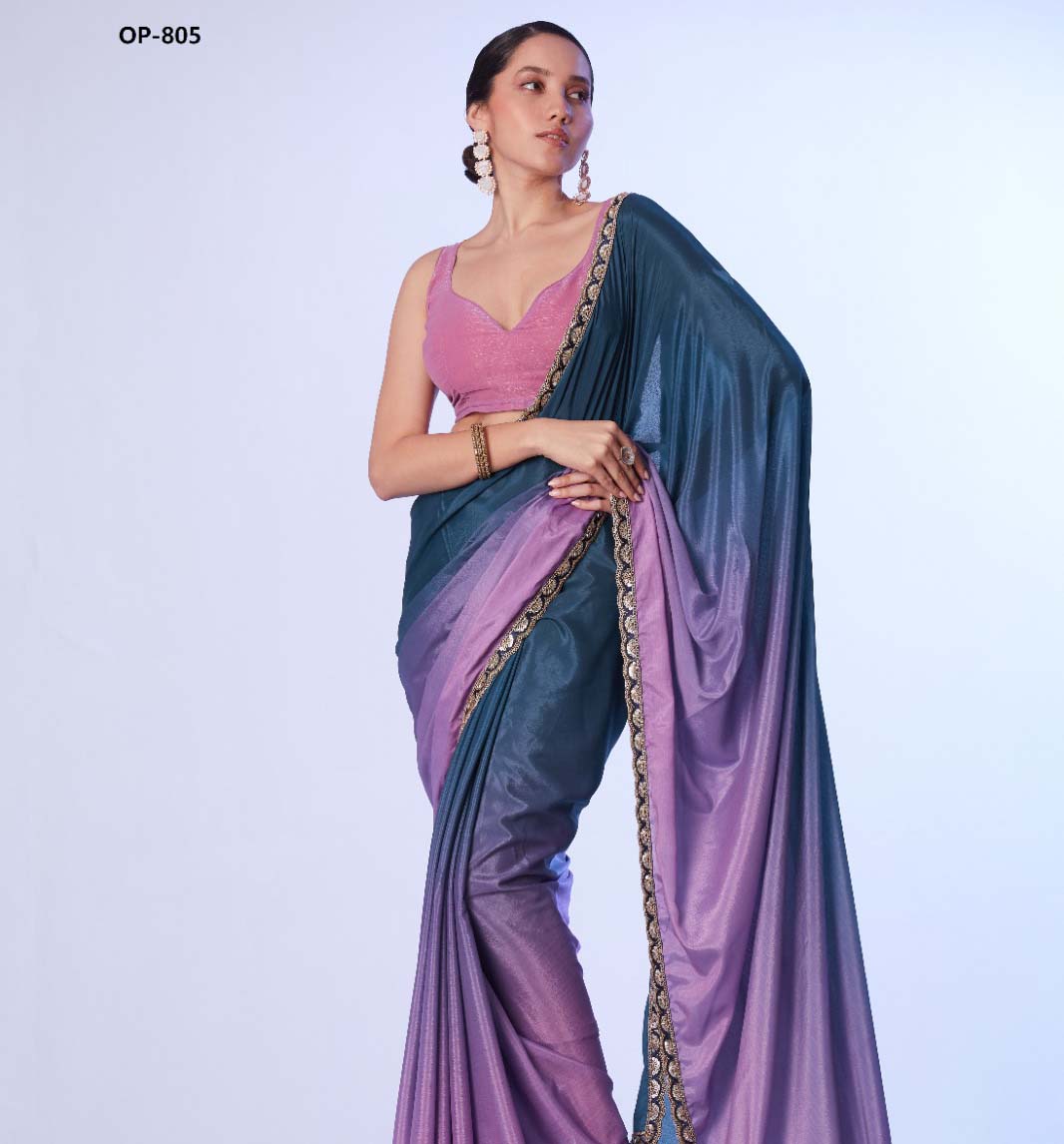 Laxminam Op-805 Chinnon Wholesale Fancy Sarees Catalog