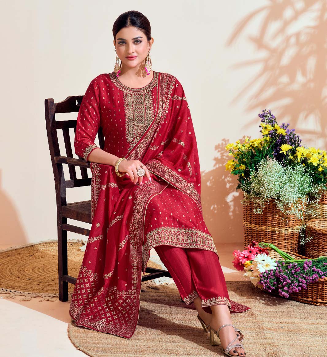 Label Khoj 9682A & 9682B Vichitra Silk Wholesale Readymade Salwar Suit Catalog