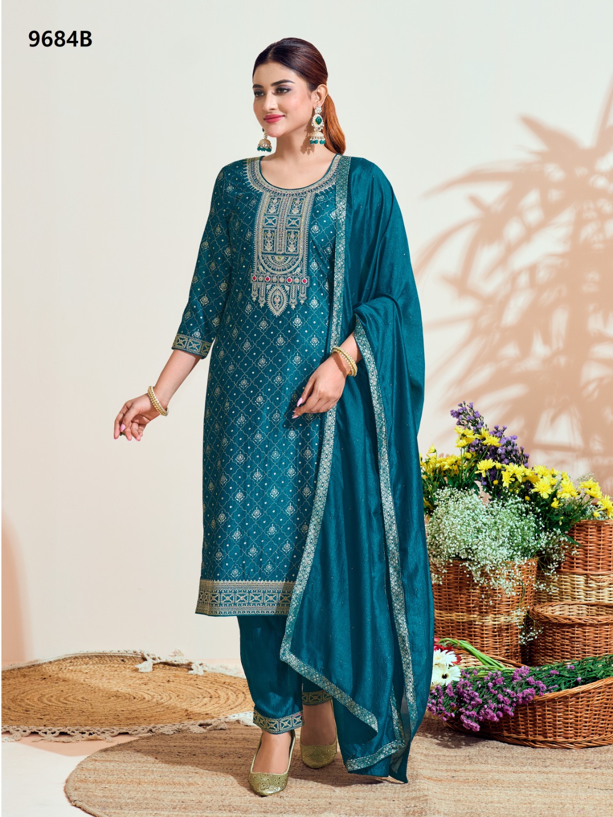 Label Khoj 9684A & 9684B Vichitra Silk Wholesale Readymade Salwar Suit Catalog - Image 2