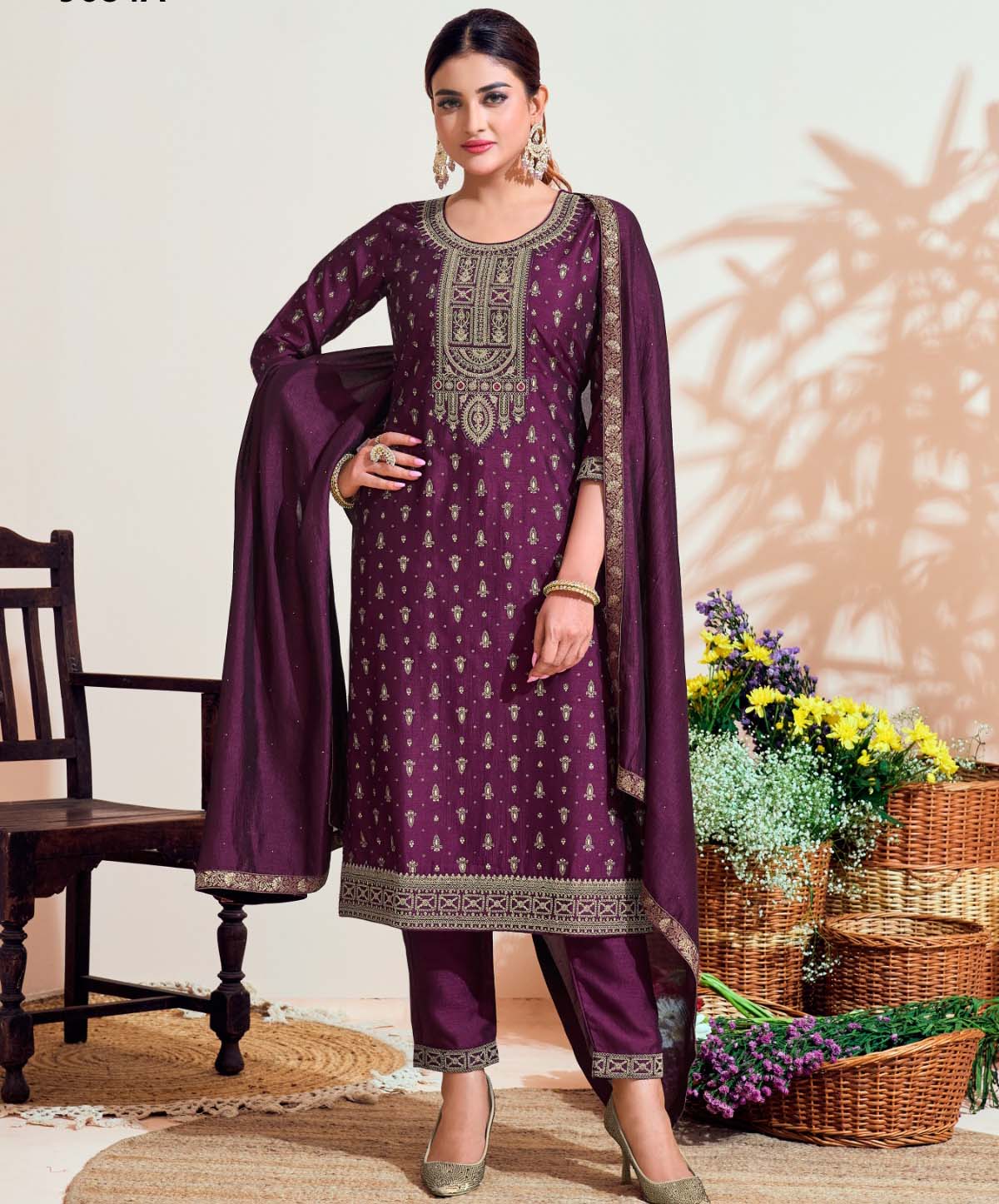 Label Khoj 9684A & 9684B Vichitra Silk Wholesale Readymade Salwar Suit Catalog