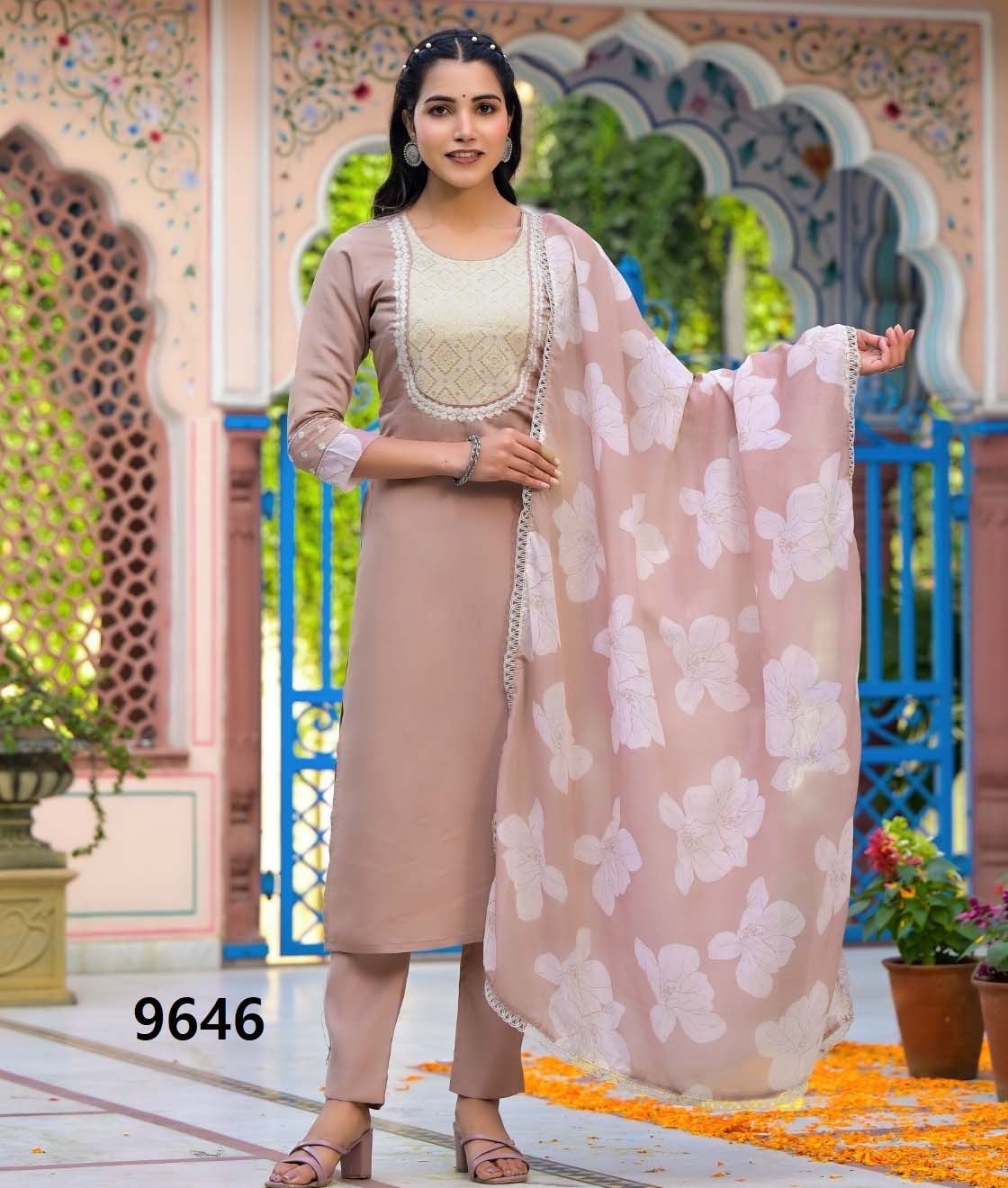 Label Khoj 9646 Roman Silk Wholesale Readymade Salwar Suit Catalog