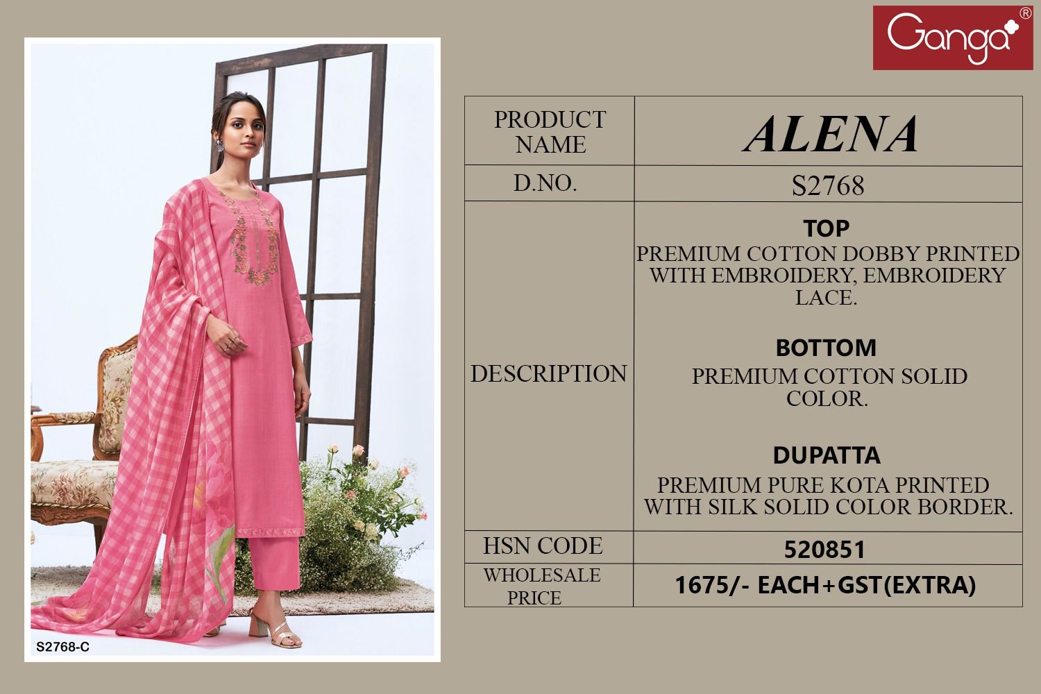 Ganga Alena 2768 Premium Cotton Dobby Printed Wholesale Designer Salwar Suit Catalog - Image 5