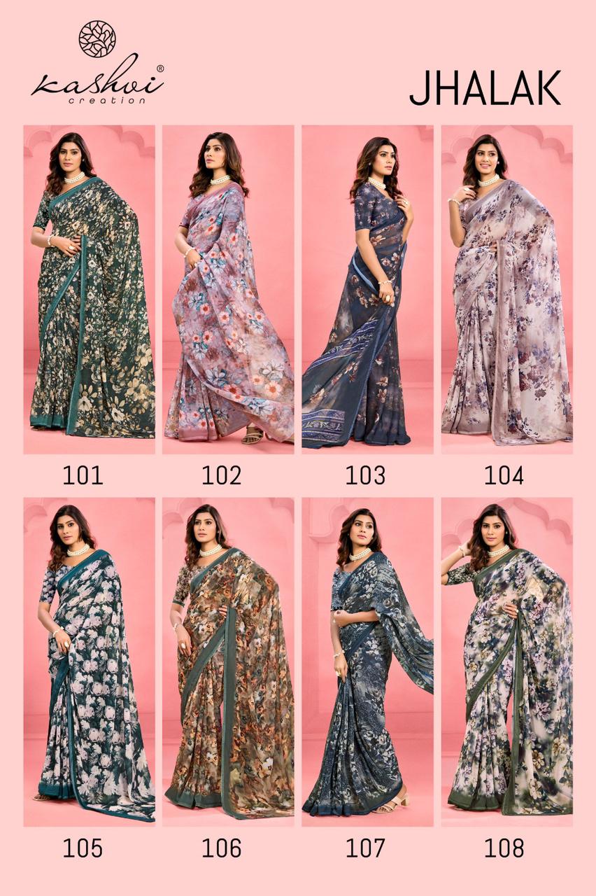 Kashvi Creation Jhalak Weightless Digital Print Wholesale Fancy Sarees Catalog - Image 8