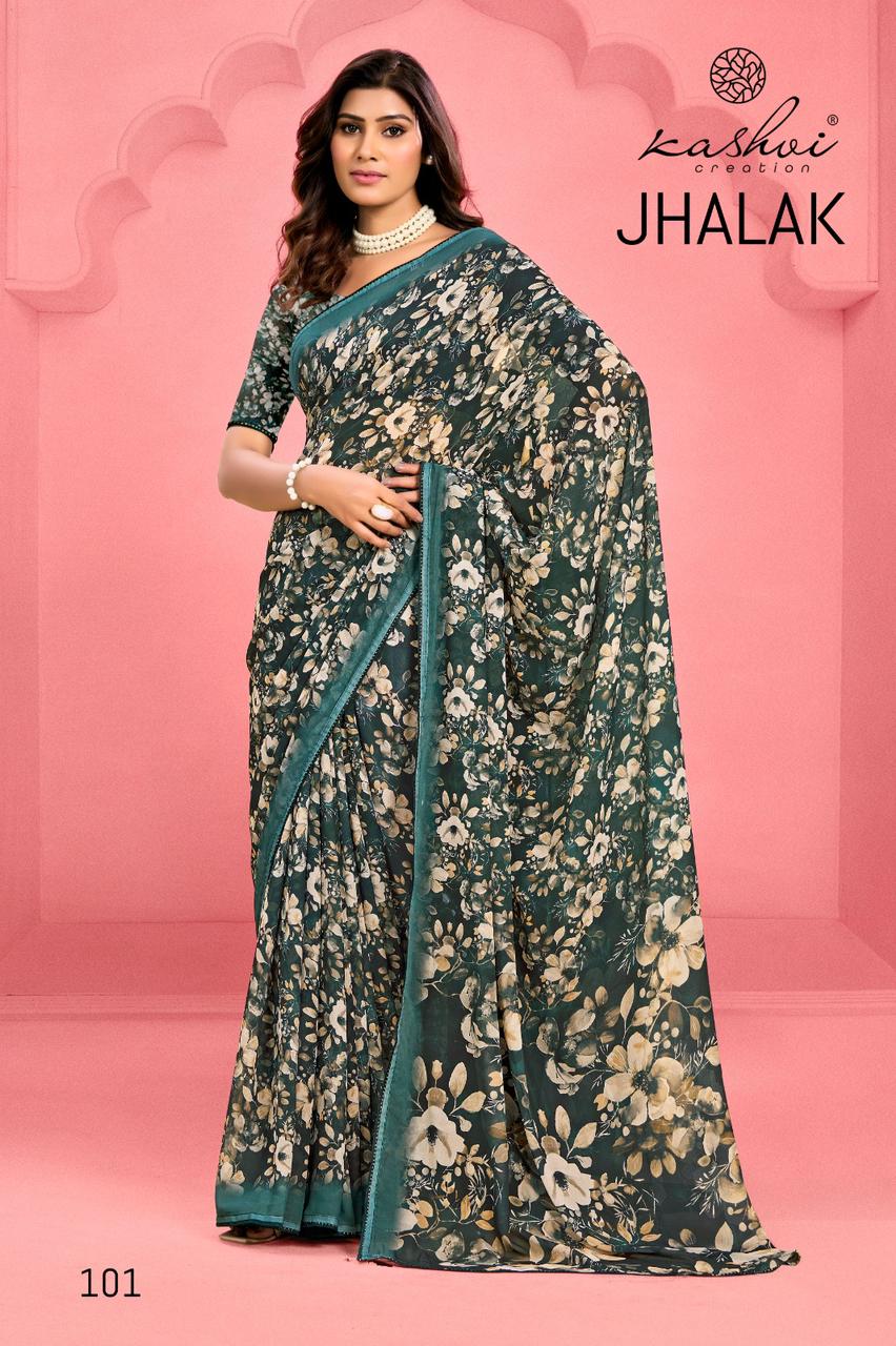 Kashvi Creation Jhalak Weightless Digital Print Wholesale Fancy Sarees Catalog - Image 7