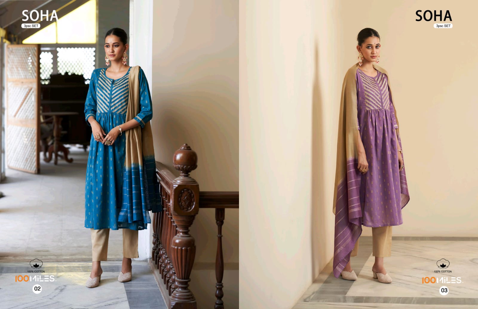 100Miles Soha Pure Cotton Wholesale Readymade Salwar Suit Catalog - Image 2