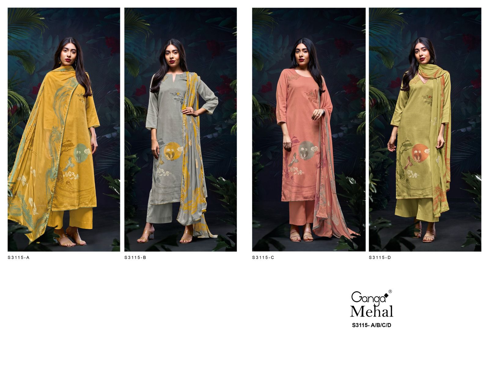 Ganga Mehal 3115 Premium Cotton Satin Printed Wholesale Fancy Salwar Suit Catalog - Image 5