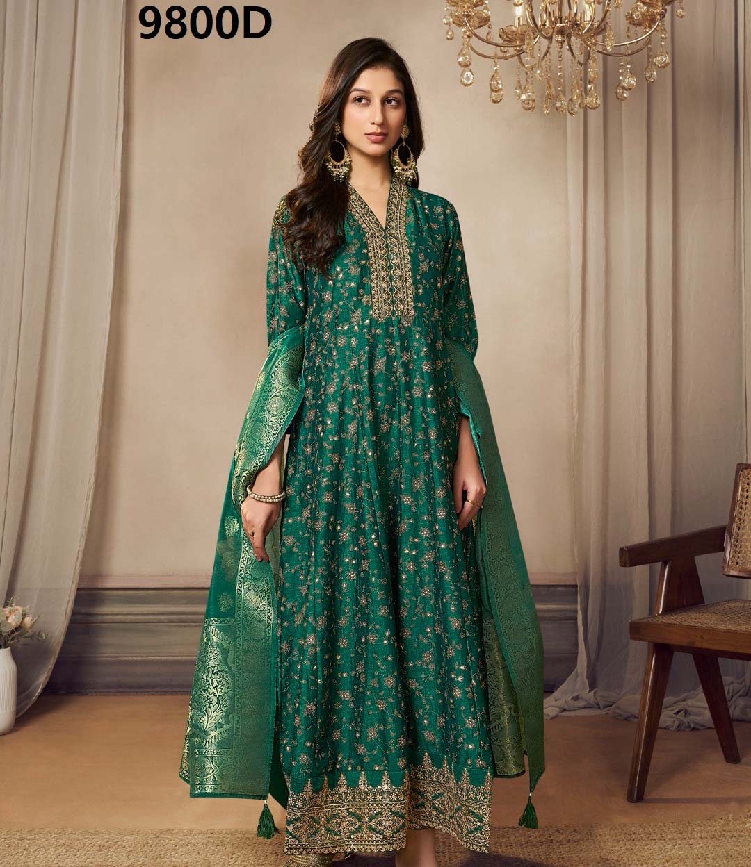 Label Khoj 9800A To 9800D Silk Wholesale Readymade Salwar Suit Catalog