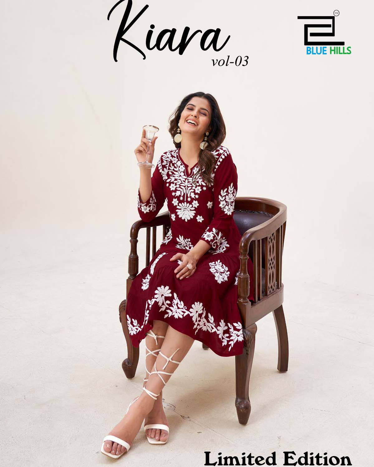 Blue Hills Kiara Vol 3 Rayon 14 Kg Wholesale Designer Kurtis Catalog