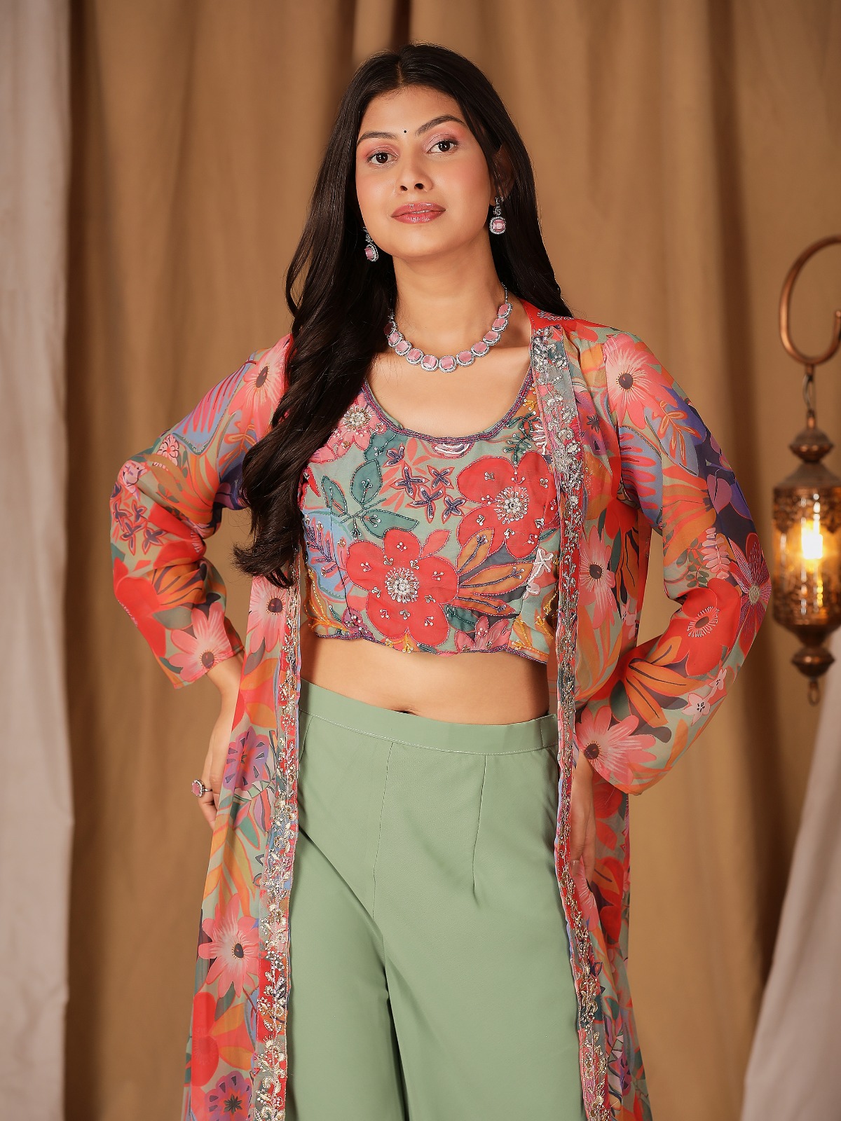 Amoha C423 Pure Georgette Wholesale Readymade Indo-Western Catalog