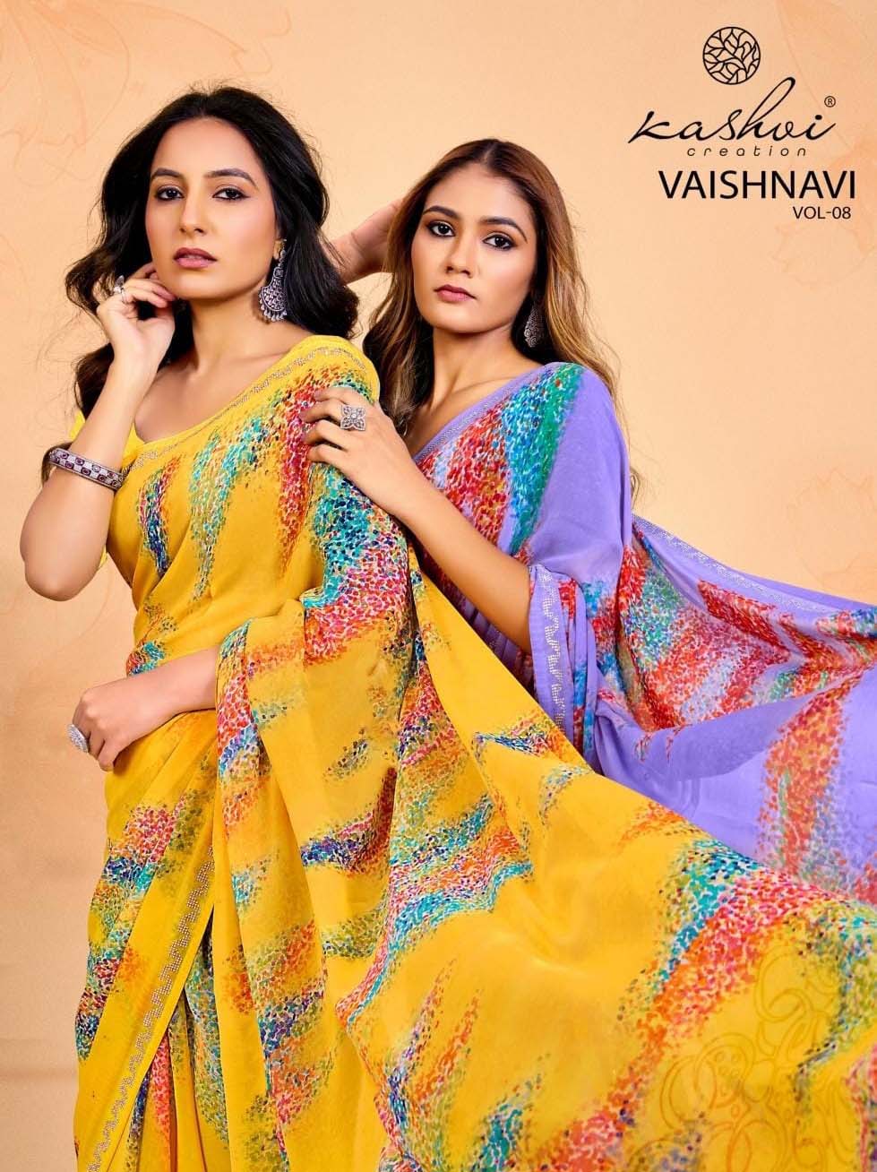 Kashvi Creation Vaishnavi Vol 8 Whatless Wholesale Fancy Sarees Catalog