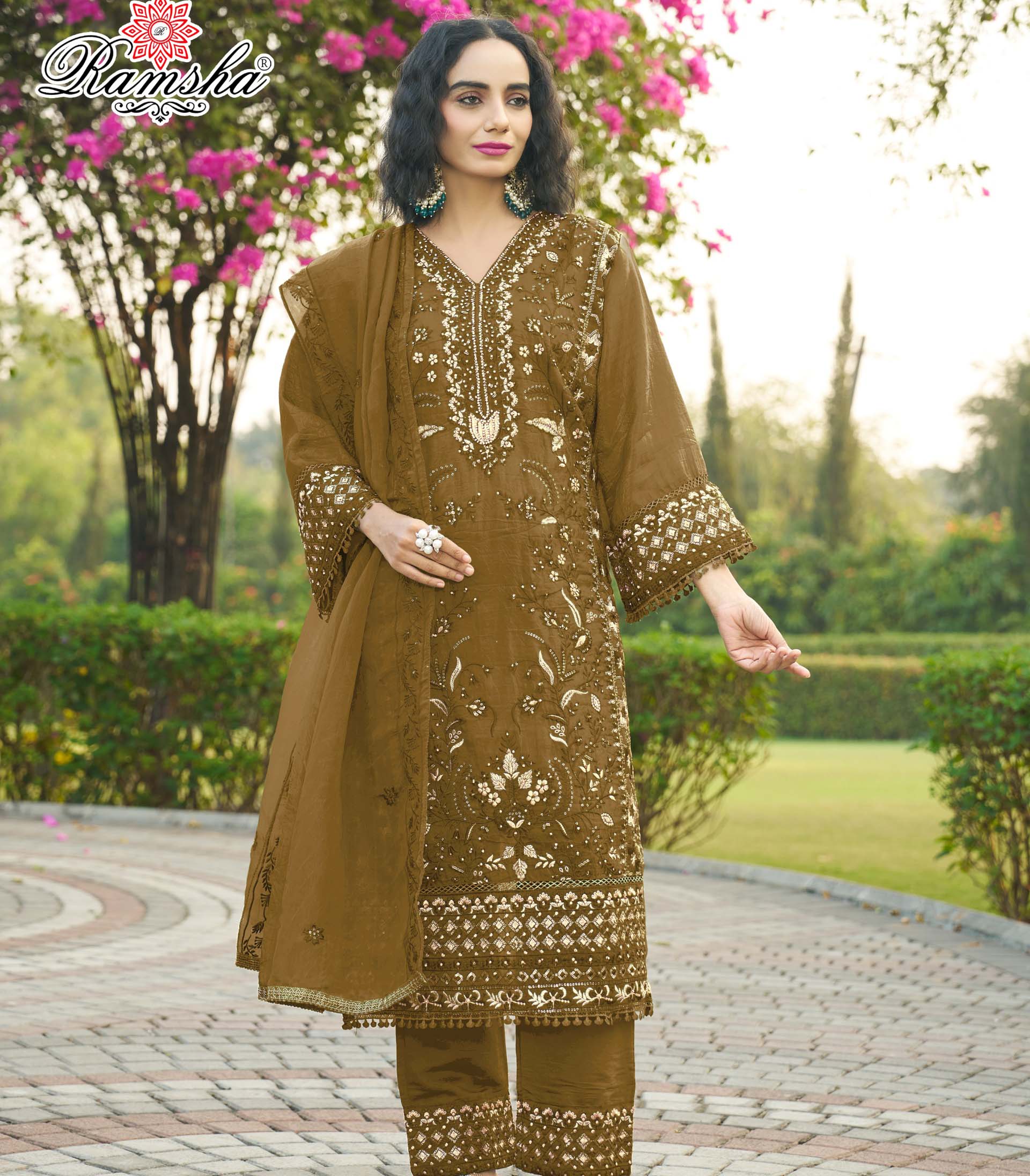 Ramsha R-1255 Nx Gold Crush Wholesale Readymade Salwar Suit Catalog