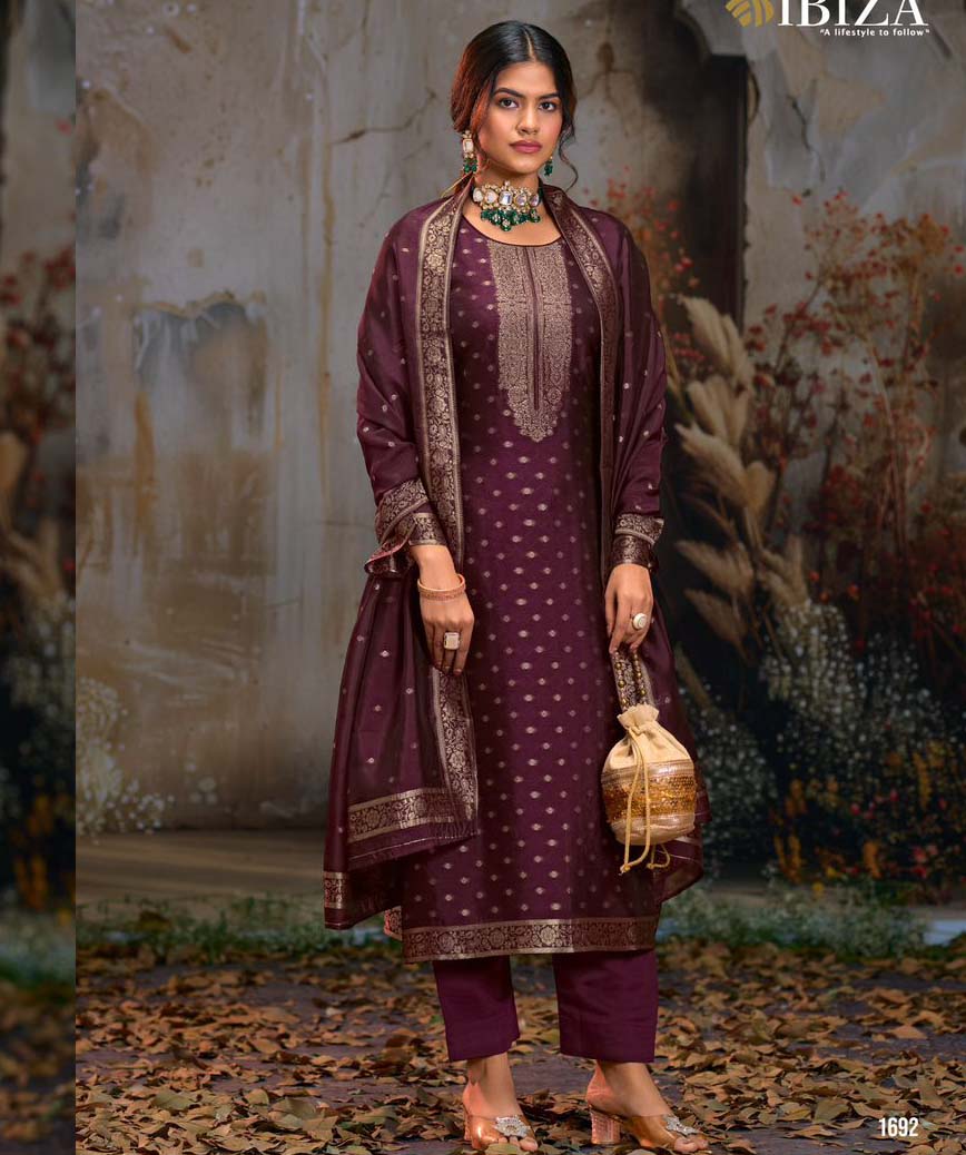 Ibiza Saira Pure Banglory Silk Jacquard Wholesale Designer Salwar Suit Catalog