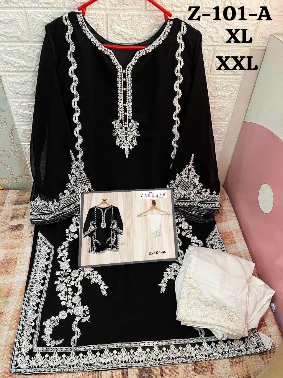 Zarqash Z-101 Faux Georgette Wholesale Pakistani Kurti With Pant Catalog